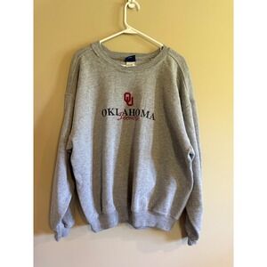 AS Sports Oklahoma Sooners Crewneck Sweatshirt Gray Embroidered OU Size XL